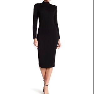Dress The Population Quinn Black Mock Neck Midi Dress L